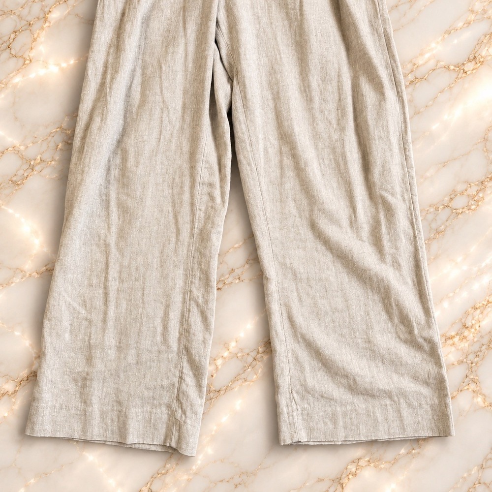 Abercrombie & Fitch Small Linen Blend Strapless Wide Leg Jumpsuit Neutral - Picture 5 of 10
